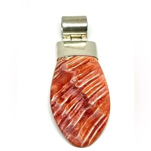 950 Sterling Silver Rhodochrosite Stone Pendant